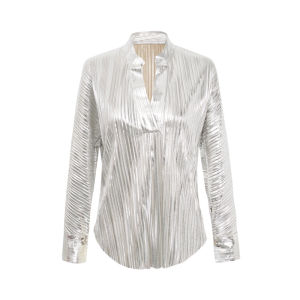 Elegant Refined Fine Pleat V-neck Blouse