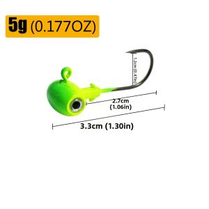 Mr.Lurion 5 Móc Câu Cá Jigging Túi Đầu Búa Móc Câu Có Ngạnh Dùng Cho Mồi Mềm Dụ Cá Bass Cá Rô Cá Hồi Cá Chẽm - 3.5g-14g