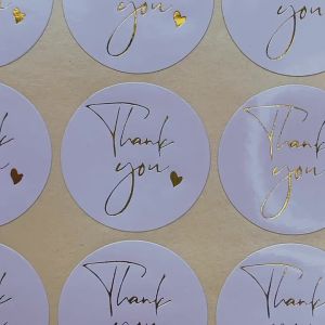 120pcs/lot Paper Label Sticker Wedding Envelope Gilded Thank You Sticker White Handmade Scrapbook Seal Stationery Sticker