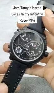 Swiss Army Infantry 2024 Jam Tangan Pria Formal 3 Tanggal Aktif Strap Kulit Warna Coklat