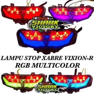 Lampu stop PNP XABRE VIXION R multicolor RGB bisa atur warna lampu dengan tombol kecil yang sudah tersedia