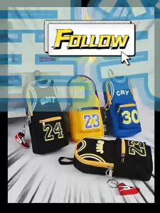 Fashionable Large Capacity Canvas Double Layer Basketball Pencil Case Birthday Gift Students Stationery Bag Student Essential