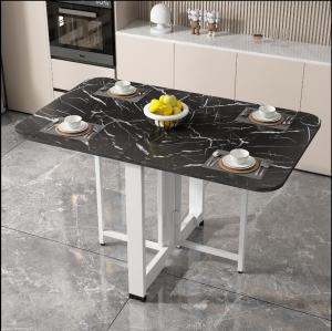 Foldable Ultra-Thin Multi-Functional Rectangle Dining Table No Installation Required Small Household Size Solid Wood Table