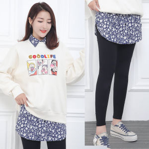 เสื้อสเวตเตอร์ฤดูใบไม้ผลิและฤดูใบไม้ร่วง เสื้อชั้นในสำหรับผู้หญิง กระโปรงสั้น กระโปรงทรงเอ ลายดอกไม้ สไตล์เรียบง่าย กระโปรงสั้น