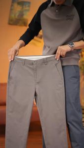 กางเกงขายาว ผ้าชิโน่ คอตตอน100% กางเกงChino ใส่สบาย ใส่ได้ทุกวัน พร้อมส่ง 6 สี