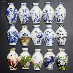 Blue And White Porcelain Flower Vase Fridge Magnet Ceramic Home Decorations Business Gifts for Foreign Friends Magnetic