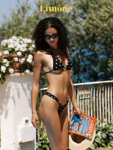 LIMONE | Polka Dot Print Triangle Necktie Two-Piece Womens Bikini