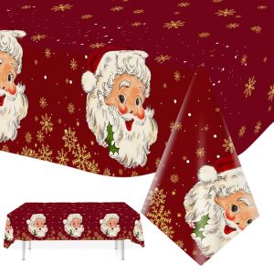 Christmas Tablecloth Santa Table Cover Christmas Decorations for Home 2025 Navidad Noel New Year 2026 Gifts Dining Table Decor
