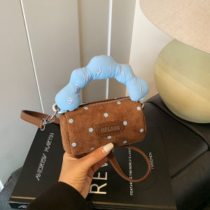 Cute Mini Pillow Bag Girls Crossbody Handbag Earphone Bag Soft Korean Style Leisure Fashion Autumn Winter Childrens Bag