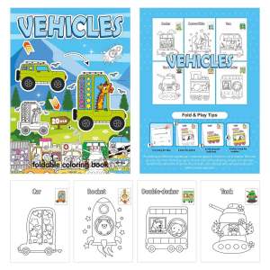 Foldable Coloring Books screen free toy travel activity book paper Perfect Gift for Kids