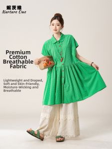 Nurture One | Cotton Polka Dot Short Sleeve Shirt Blouse Universal Wear