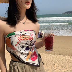 Cute Cartoon Ins Small Silk Scarf Womens Fashionable Versatile Shirt Necktie Spring Autumn Square Scarf Anti-Aging