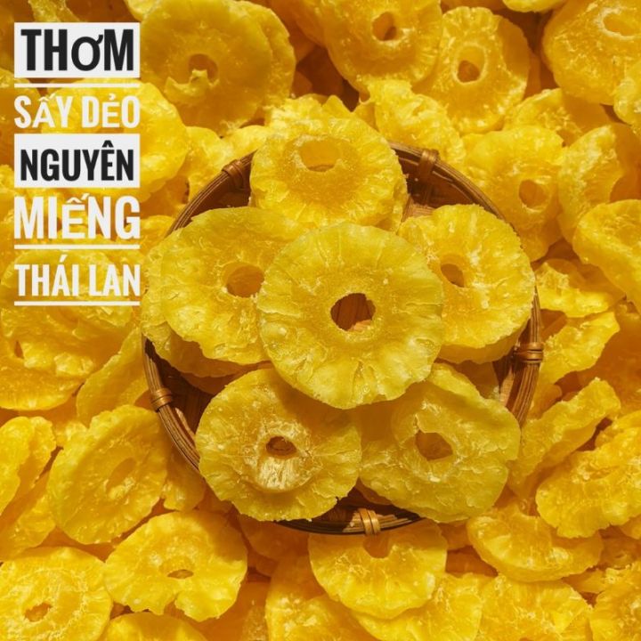 1kg Mứt Thơm sấy dẻo nguyên miếng thái lan - Khóm khoanh sấy dẻo - Mứt tết - đồ ăn vặt giảm cân