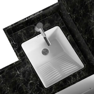 DANBIYIN | Ceramic Undermount Laundry Sink with Washboard