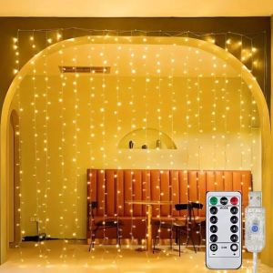 Home Bedroom Decor USB Remote Control 8 Modes Party Lamp 6/3m Curtain String Light Christmas Garland Fairy Light Festoon Wedding