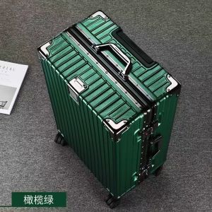 Large Capacity Aluminum Frame Luggage Suitcase Thickened Pull Rod Travel Password for Men And Women Business OL Style Nylon Lining