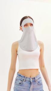 Outdoor Sunscreen Mask Full Face Womens Neck Sunscreen Veil Mask Ice Silk Face Covering UV Protection Face Base