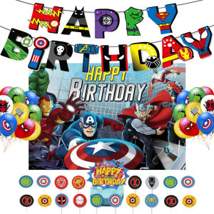Poster Bánh Sinh Nhật Avengers Iron Man Captain America Dép Chỏm Bóng Bánh Bóng Phim Tranh Trang Trí Fête Décoration