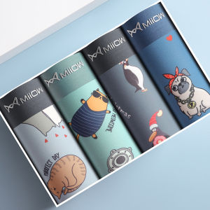 miiow | Pure Cotton Antibacterial Cartoon Print Boxer Shorts For Teenage Boys Breathable Seamless Comfortable Sports Briefs