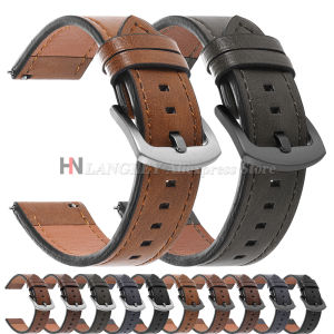 20mm 22mm Genuine Leather Watch Band Quick Release Straps Fits for Samsung Galaxy Watch for Garmin for Huawei Watch Bracelets