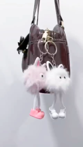 Gantungan Tas Kunci Boneka Bola Bulu Long Leg Bag Keychain Elf Bulu Mewah BRG