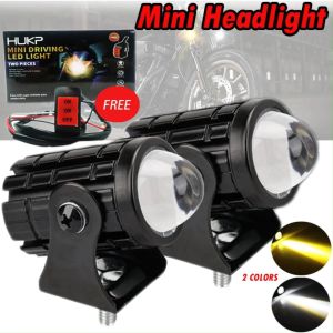 Pinph HUKP Motorcycle  Mini Driving Light Universal High and Low Yellow / White LED HeadLight For Motorcycle Waterproof Motorcycle Accessories LED Lights Original 20W* 2（2Pcs）Full Set