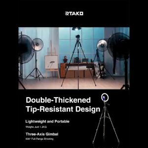 RTAKO Matte Finish Carbon Steel Bracket Ring Light Camera Selfie Portable Mini Tripod for Table with Phone Stabilizer Multi-Purpose Adjustable Stand Steadier than Steady Golden Triangle Stability Foldable Portability