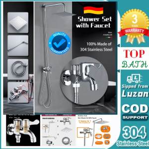 🔝Top Bath 8 10 12 Inch 304 Stainless Steel Bathroom Square Rain Shower Set with 1 in 2 out Faucet 1.5Meter Shower Hose  Top Spray Shower Arm Pipe Shower Rod 40cm  2 Way Faucet For Shower Set Premium Quality 304 Stainless Steel 8 10 12 Inch Shower.