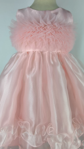 Big Joy baby elegant raffles party dress Peach for ages 3 months old to 24 months old 561103