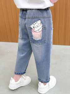 Spring Autumn Girls Jeans Thin Outerwear Long Pants Baby Outfit Children Fashionable Clothing Kids Spring Autumn Style
