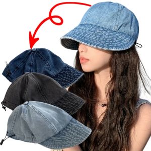 Summer Wide Brim Fisherman Hat Women Foldable Sunshade Visors Fisherman Cap Female Adjustable Outdoor Sports Bucket Panama Cap
