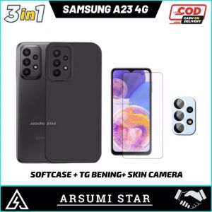 PROMO PAKET MURAH 3 IN 1 CASE SAMSUNG A23 4G / A23 5G SOFTCASE SILIKON LIQUIT + ANTI GORES CERAMIC ANTI SPY + SKIN CAMERA LENS