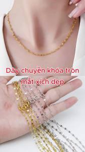 Dây chuyền titan Nữ dây mắt xích dẹp kiểu trơn dùng khóa tròn tùy chọn chiều dài
