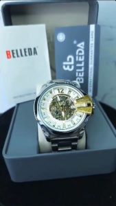 Jam Tangan Pria Belleda 9473 Rantai Stainless Steel Otomatis Movement Tahan Air 30Meter Watches