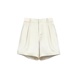 Womens A-Line Short Pants Satin Smooth High Waist Straight Leg Casual Trousers Autumn 2025 New Arrival Versatile Commute