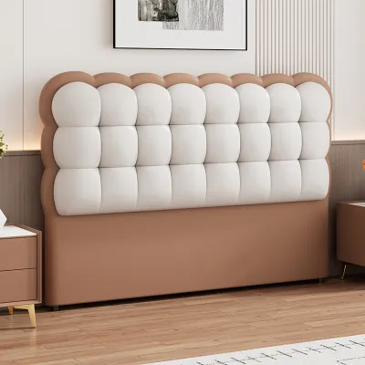 Modern Minimalist French Style Bed Headboard Biscuit Pattern Cream Style Standing Soft Padded Backrest Single Purchase Real Wood