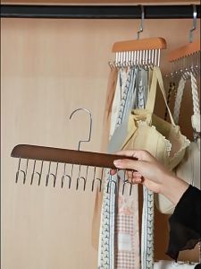 WW ไม้แขวนเสื้อมัลติฟังก์ชั่น 8 ตะขอ ไม้เนื้อแข็งทนทาน