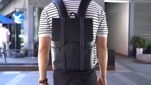 CSONLINEMALL Men Computer Backpack PU Leather Wear-resistant Business Travel Bag