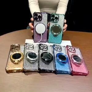Akira Mirror Bumper Glitter Case For Vivo V60 V50 V40 Lite V30 V29 Y400 Y29S Y29 Y19S Y04 Y04S Y03T Y03 Y36 Y28 Y27S Y27 Y17S Y21S Y21T Y33S Y33T Y20S Y15S Pro 5G 4G Magsafe Cover Ring Magnetic Stand Holder Standing Soft Premium Casing Viral Mewah