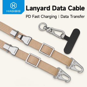 Hagibis 2 in 1 cell phone lanyard with usb c to usb c connecting cable anti-shedding PD60W Type-C cable for Camera Sony Fuji iPhone 16 Pro Android phone