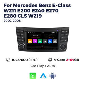 2 Din 7 Car FM Radio for Mercedes Benz E-class W211 E200 E220 E300 E350 E240 E280 CLS CLASS W219 CarPlay Android 13 GPS Player