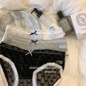 Mid-Waist Nylon Briefs for Women Simple Style Lace Heart Design Comfortable Breathable Cotton Crotch Sweet Girl Briefs