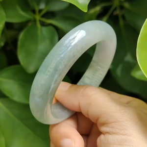 High Quality Light Lavender Light Green Natural Type A Jadeite Jade Peace Bangle Wrist Size 53.7 mm certificate weighs 55.94 grams Width 13.2 Thickness 8 mm (bangle10)