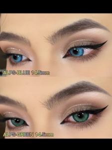 Kính Áp Tròng Màu Đen EYESHARE Kính Áp Tròng Thời Trang Nhiều Màu Trang Điểm Mắt Màu Sắc Xanh Dương Xám Nâu Làm Đẹp Mắt Dùng Một Năm Chất Liệu HEMA Đường Kính 14mm