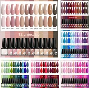 Bộ Sơn Móng Tay Gel MTSSII 12 Màu Màu Nude Hồng Đỏ Nhũ Bán Vĩnh Cửu Tẩy Được Sơn Gel UV Bộ Dụng Cụ Làm Móng Đồ Dùng Làm Móng Tự Làm