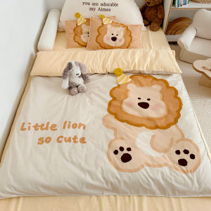 Class a Childrens Bedding Set 100% Cotton Brushed Cartoon Nursery Three-piece Set Cute Duvet Cover 1.2m Pure Cotton 1.5m