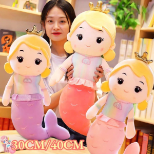 Crown Mermaid Princess Pillow Doll Big Size Cartoon Plush Stuff Toys Girls Bed Pillow Soft Dolls Children Girl Gift