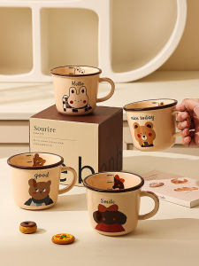 Cute Lady Good-looking Mug Nice Cup Ceramic Measuring Cup Milk Cup with Scale Kids Breakfast Cup