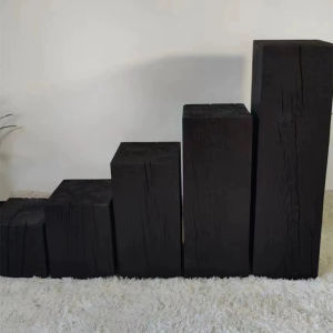 Chaji Style Antique Dark Wooden Square Shelving Table