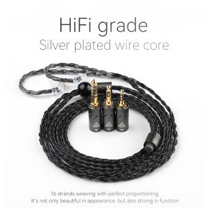 QKZ Q1 MAX 16-strand Silver Plated Wire With 2.5+3.5+4.4mm Plugs MMCX/2Pin S Connector Replacement Cable For QKZ ZX3 ZXK AK6 Zeus QKZ x HBB KZ Merga Vader ZS10 Pro 2 Symphony ZSN Pro 2 EDX PRO X PR3 EDX Lite ZAT Castor PRO TRN Conch MT4 PRO VX PRO+ Medusa